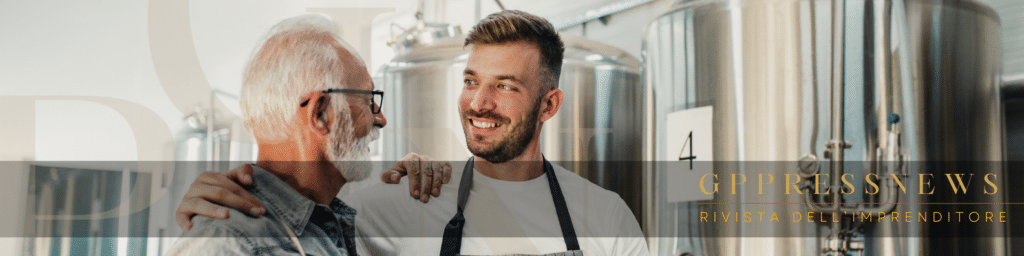 Imprenditori di un'impresa familiare incontrano partner esterni per sviluppare collaborazioni attraverso fiducia e governance aziendale.